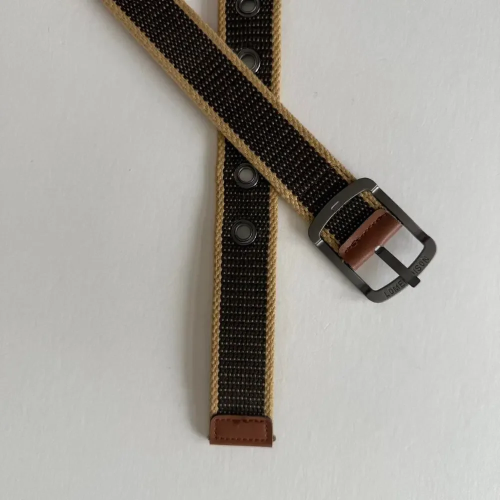 Vintage Brown Tan Canvas Belt Adjustable Fits 26-36 Unisex Streetwear Style
